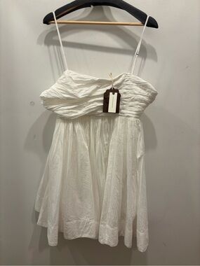 Anthropologie Forever That Girl White Spaghetti-Strap Dress with Ruched Bodice